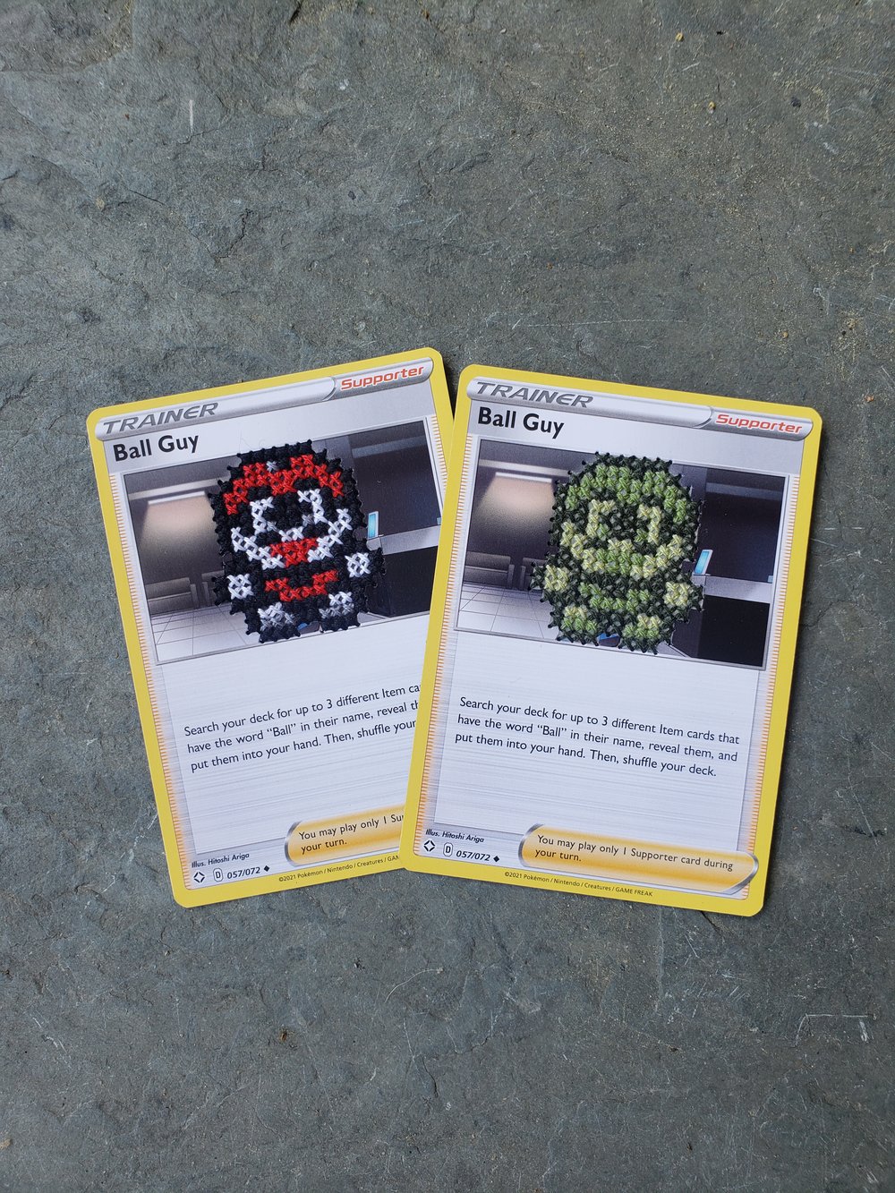 Cross Stitched Pokémon Card - Ball Guy