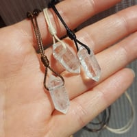 Image 3 of Clear quartz necklace - Adjustable cord crystal point necklace 