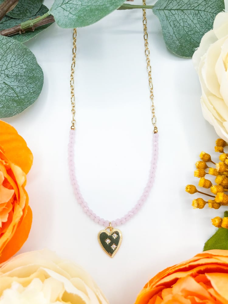 Image of gold filled rose chalcedony necklace • 18 inches
