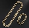 18" GOLD RHINESTONED SQUARED LINKS NECKLACE & BRACELET