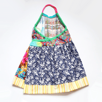Image 3 of plaid shroom floral tropical 8/10 halter apron wrap dress sundress courtneycourtney vintage fabric