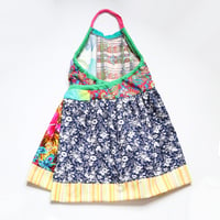 Image 4 of plaid shroom floral tropical 8/10 halter apron wrap dress sundress courtneycourtney vintage fabric
