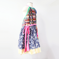 Image 1 of plaid shroom floral tropical 8/10 halter apron wrap dress sundress courtneycourtney vintage fabric