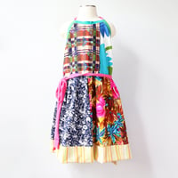 Image 5 of plaid shroom floral tropical 8/10 halter apron wrap dress sundress courtneycourtney vintage fabric