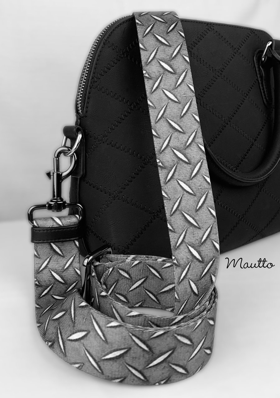 Image of Diamond Plate Design Bag Strap - 1.5" Wide Nylon - Adjustable Length - Dog Leash Style #19 Hooks