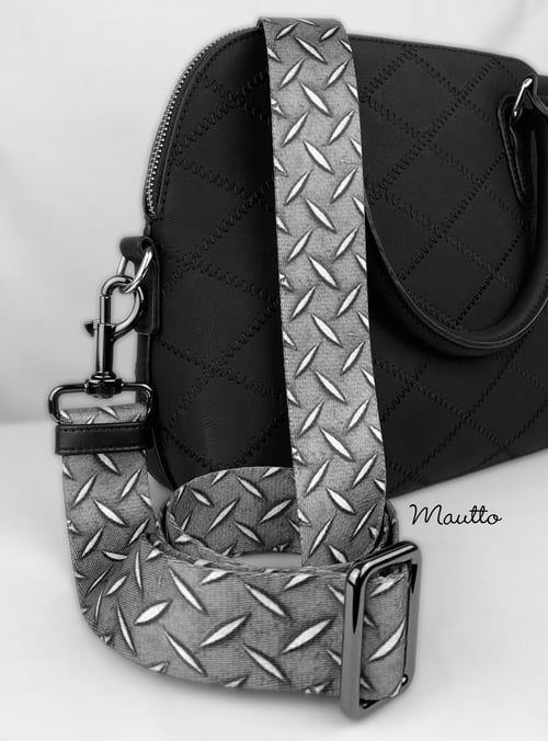 Image of Diamond Plate Design Bag Strap - 1.5" Wide Nylon - Adjustable Length - Dog Leash Style #19 Hooks