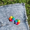 Mini Bright Rainbow Hoop of Fluffs Earrings