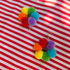 Mini Bright Rainbow Hoop of Fluffs Earrings