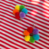 Image 3 of Bright Rainbow Hoop of Fluffs Earrings