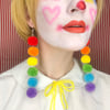 Bright Rainbow Dangler Fluff Earrings
