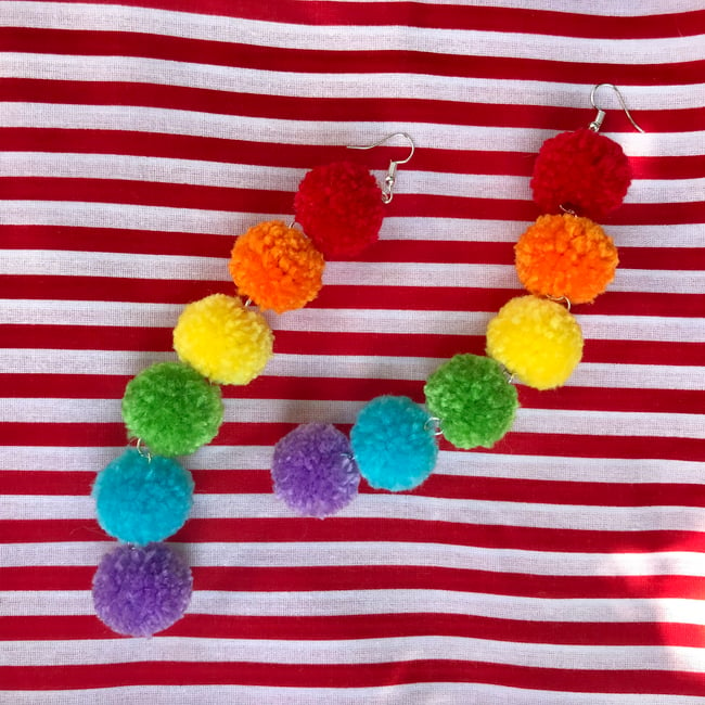 Bright Rainbow Dangler Fluff Earrings Sunshine Dimension