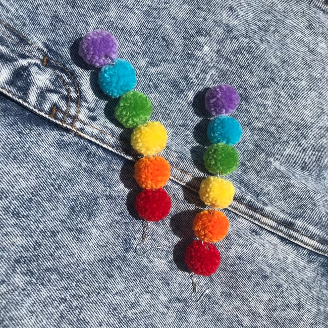 Bright Rainbow Dangler Fluff Earrings Sunshine Dimension