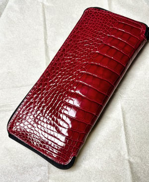 Image of Red Glazed Alligator Travel Zip Wallet