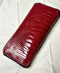 Image 4 of Red Glazed Alligator Travel Zip Wallet