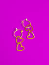 DOUBLE HEART DROP MINI HOOP EARRINGS 