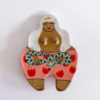 Image 4 of Curvy Girl Plate / Incense holder - White Hair, Blue Snake