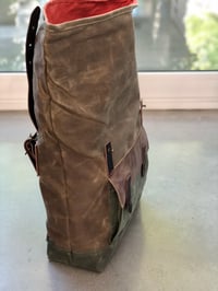 Image 5 of Motorcycle bag in waxed canvas Motorbike bag Saddle bag Bicycle bag in waxed canvas and leather Bike