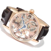 Image of Adee Kaye Men's Artistic Collection Mechanical Leather Strap Watch 