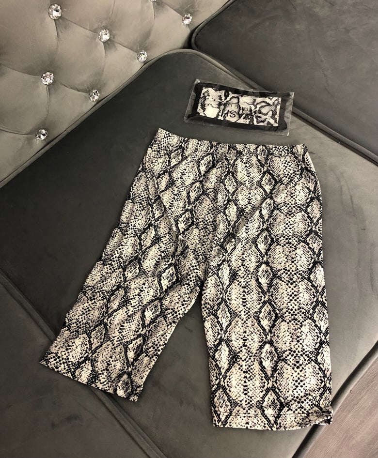 Image of Snake print biker shorts (gray or brown)