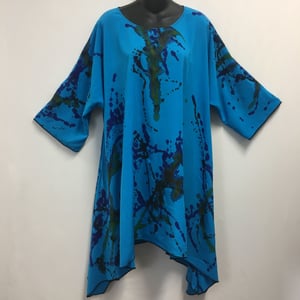Image of Ultimate Comfort Glam - Silky Rayon - Dress/Tunic - Turquoise - Hand Painted
