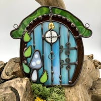 Image 1 of Iridescent Blue Stained Glass Fairy Door 