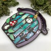 Iridescent Teal Stained Glass Fairy Door Suncatcher
