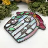 Iridescent White Stained Glass Fairy Door Suncatcher