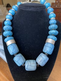 Image 1 of NEW!!! Pale blue & satin silver Necklace