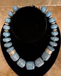 Image 3 of NEW!!! Pale blue & satin silver Necklace