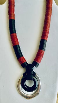 Image 1 of NEW red & black disc necklace