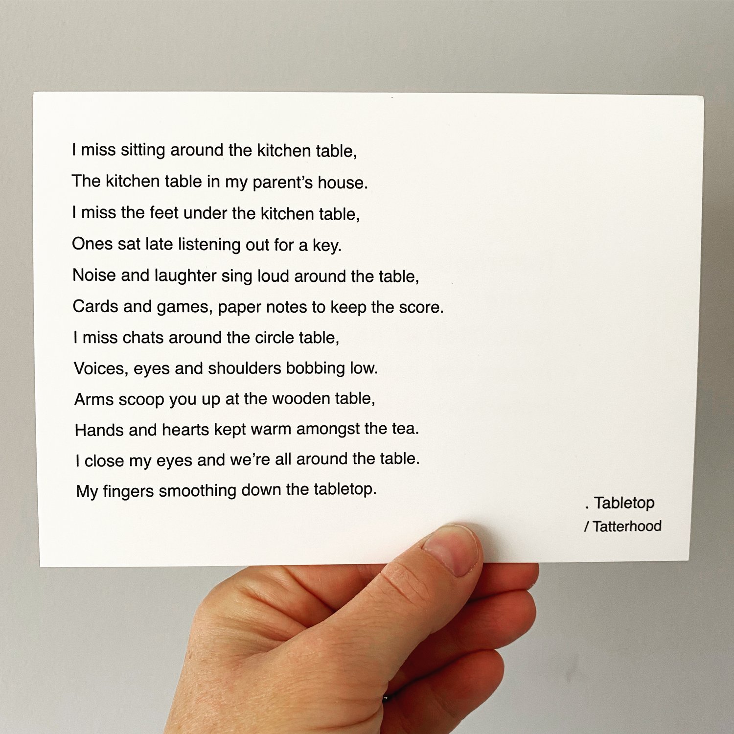 Image of Tabletop - poem postcard