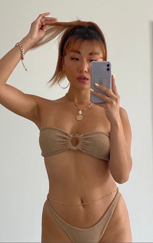 Image of Nude Crinkle Ring Bandeau Bikini 