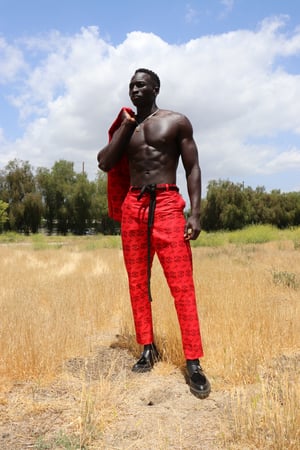 Image of The sikani tux pants- blkred tribal 