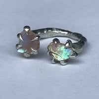 Image 1 of Iridescent Shell Twin Adjustable Ring | Custom Size