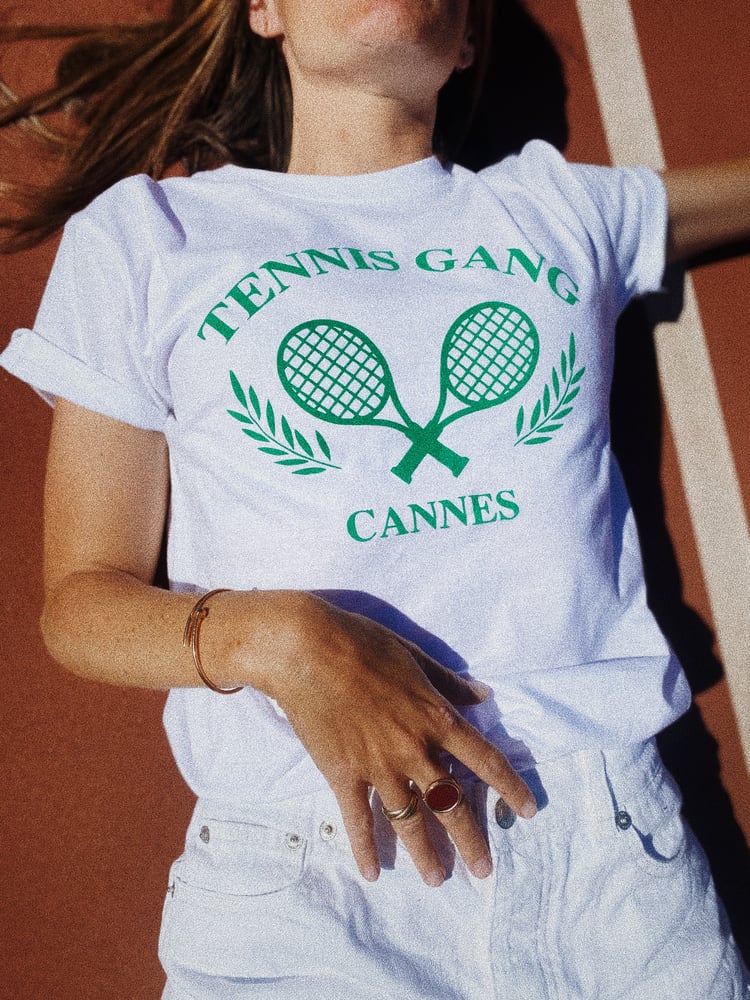 Image of Tee shirt EN COTON BIO  blanc  tennis gang