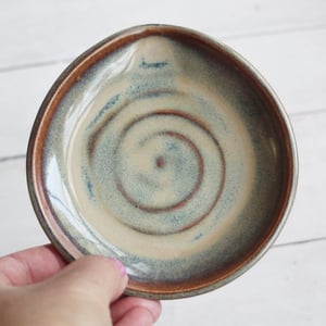 Image of Spoon Rest in Amber and Sage Glaze, Medium Sized Utensil Dish for Cooking Station