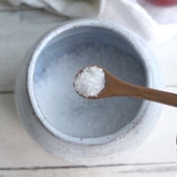 Image 4 of Salt Cellar in Icy White Speckled Stoneware, Handcrafted Salt Pig, Made in USA