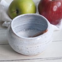 Image 1 of Salt Cellar in Icy White Speckled Stoneware, Handcrafted Salt Pig, Made in USA