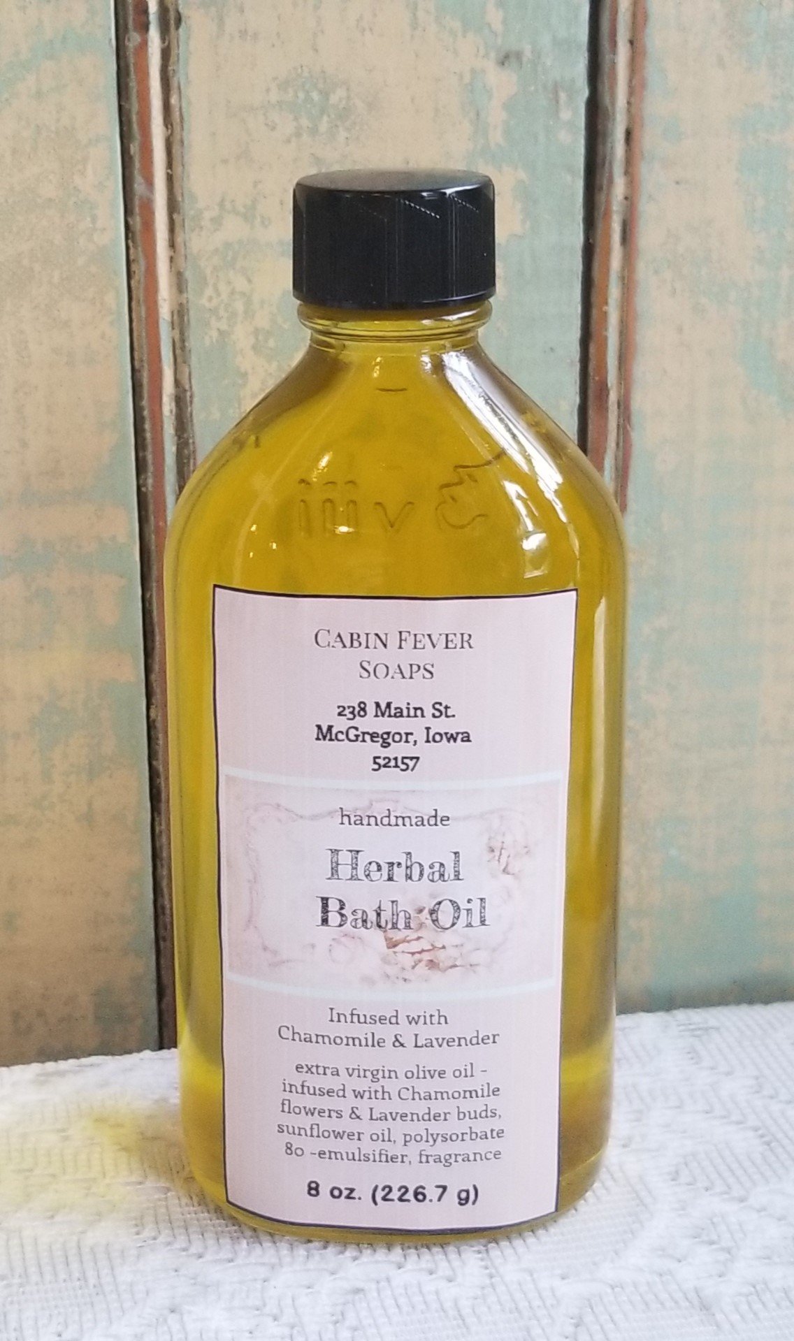Image of Herbal Bath Oil 8 oz, 4 oz -Chamomile/Lavender infusion