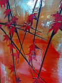 Original Canvas - Japanese Maple on Crimson/Grey/Sienna - 50cm x 20cm