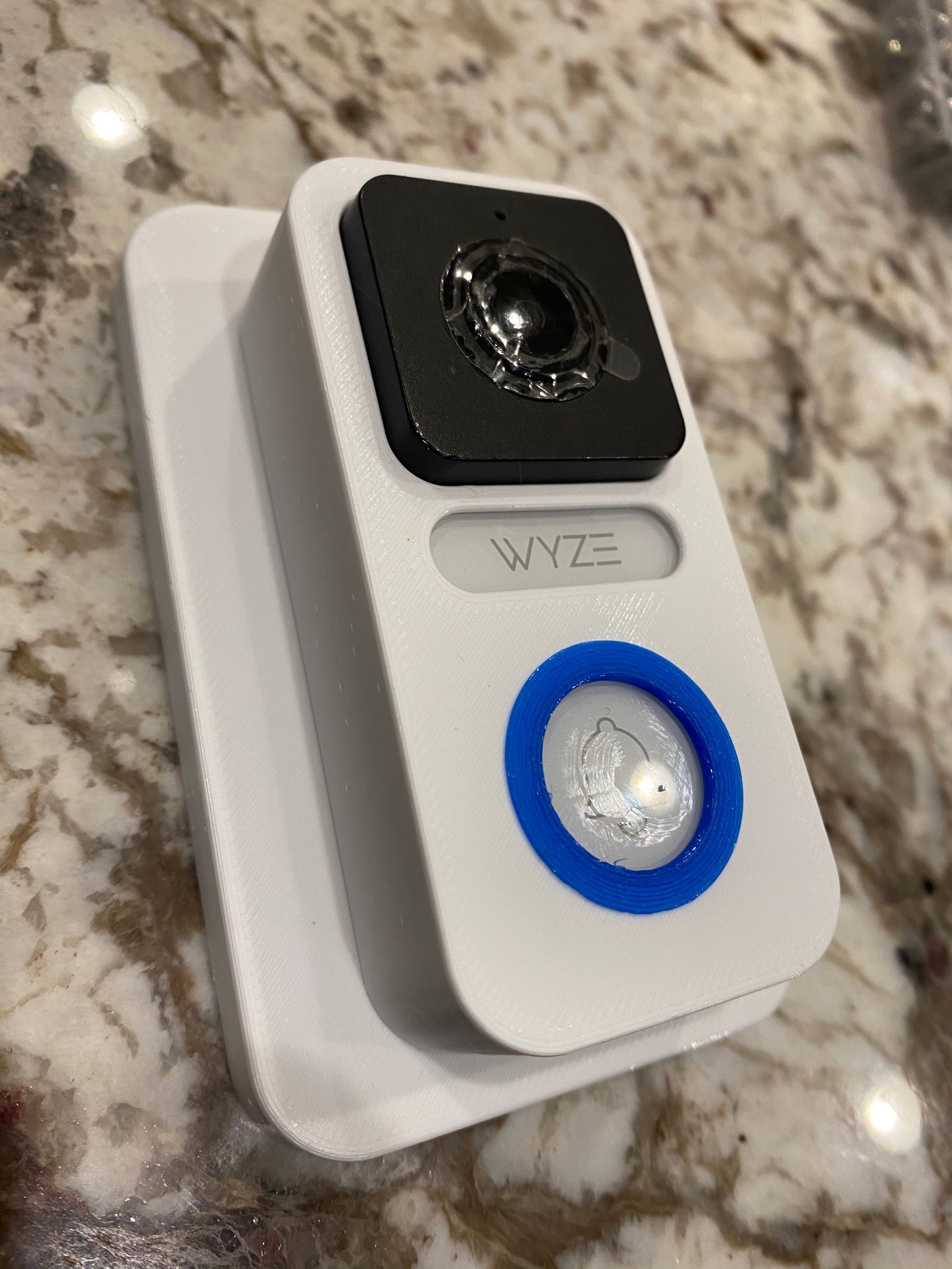 Wyze Doorbell Cover square or round Hole for button and blue ring for