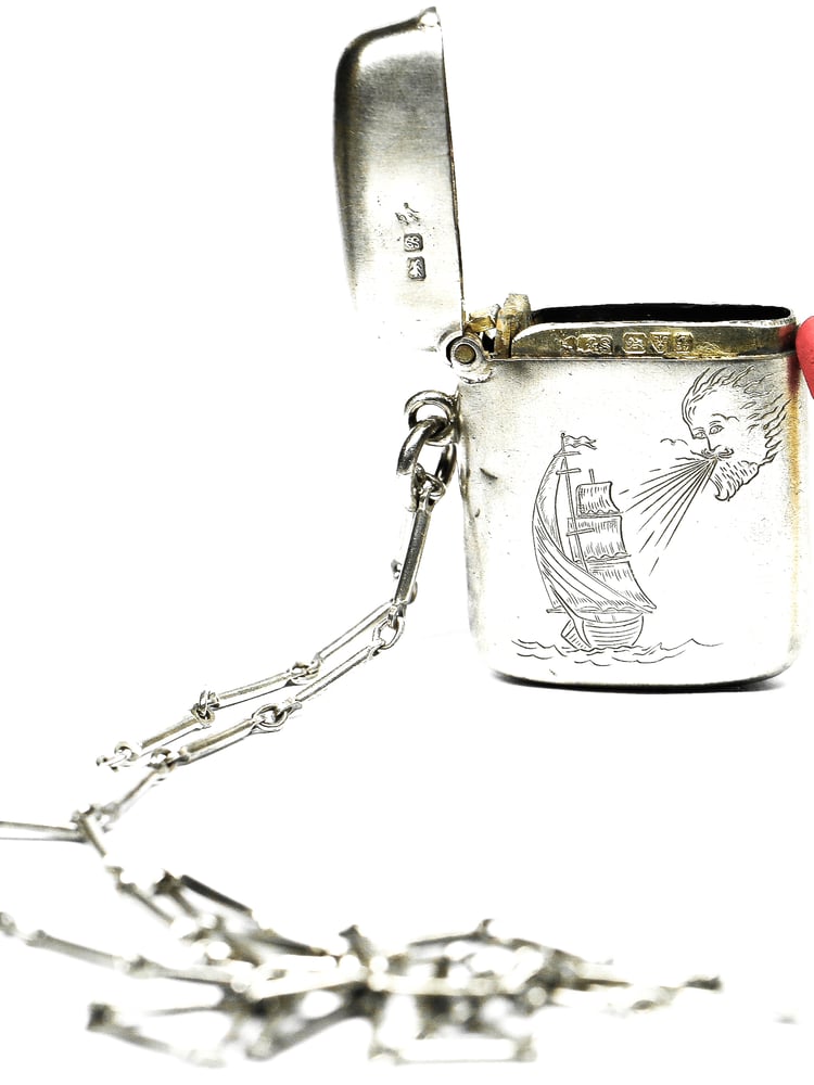 Image of Hand Engraved Antique Match Safe 