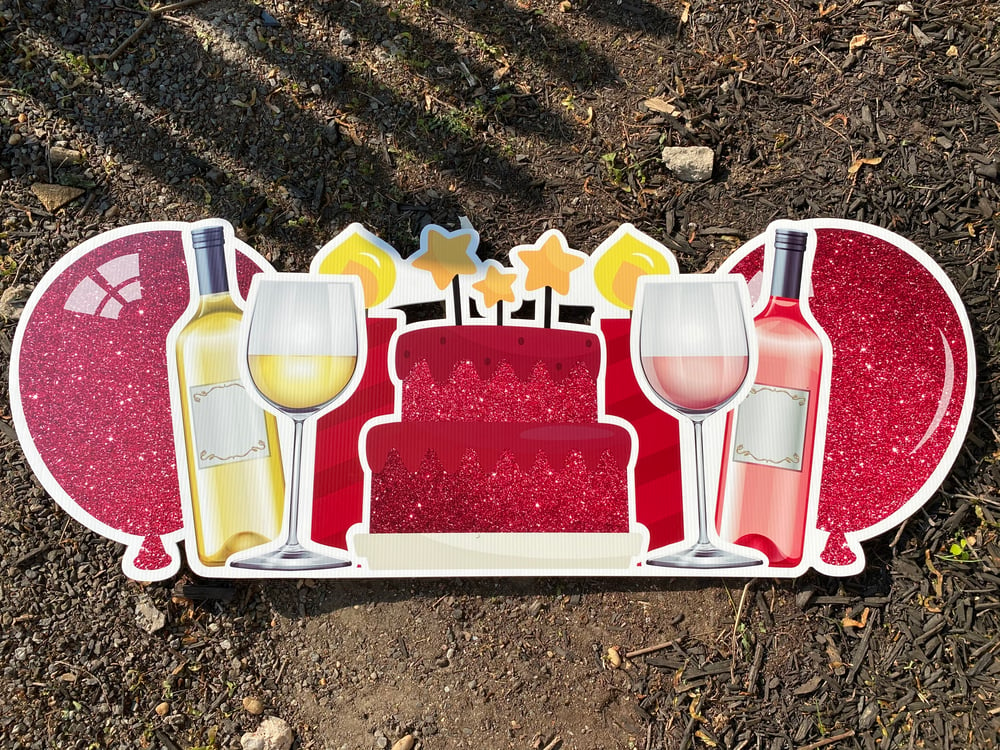 Personalized Fine Like Wine Happy Birthday Double Yard Card Signs with Stakes:Package Easy Setup