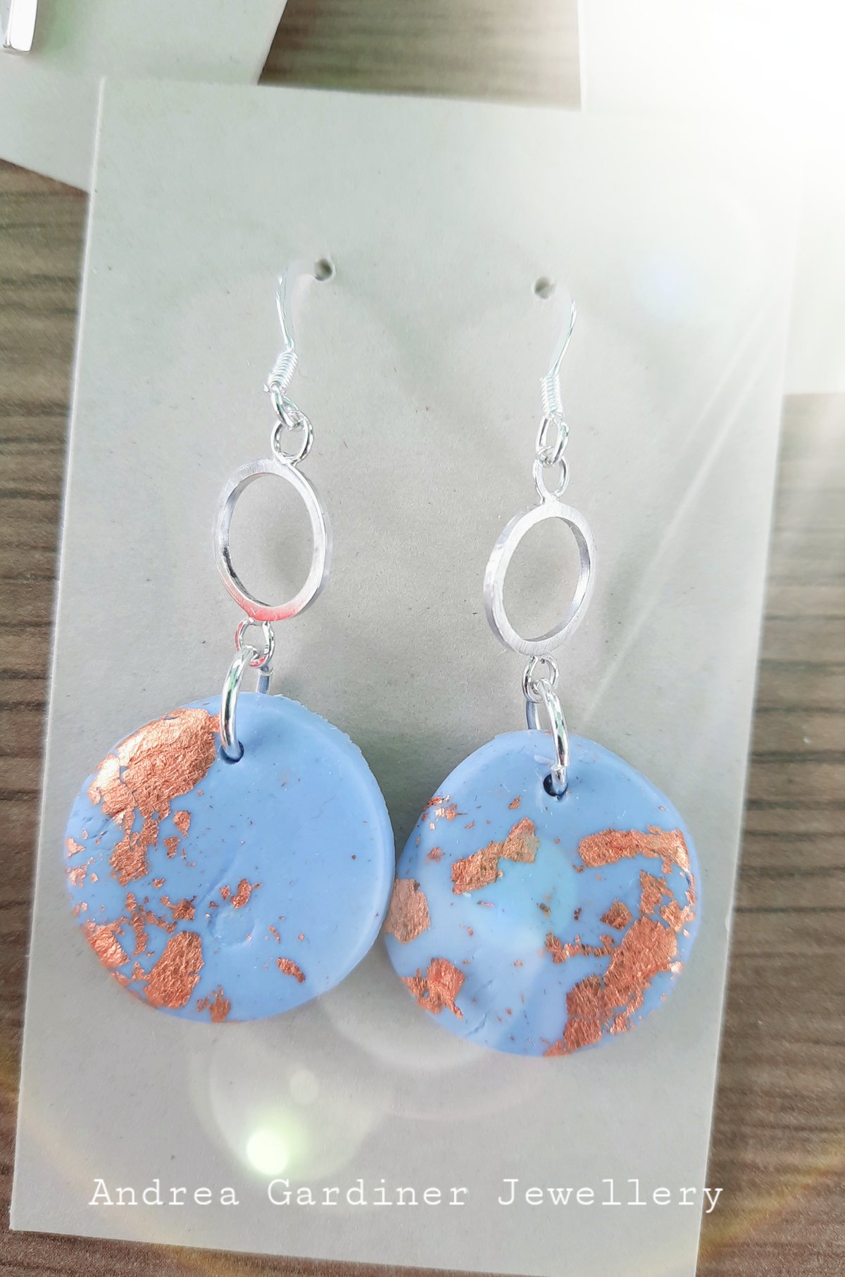 Image of Silver and blue clay earrings