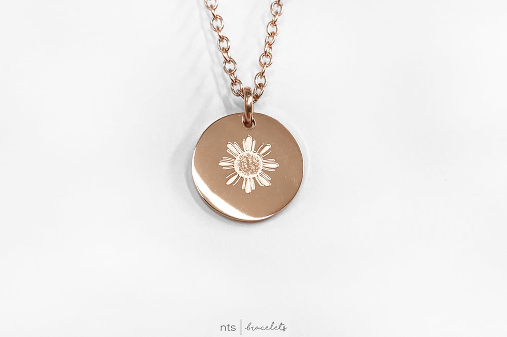 Image of MASIPAG/ HARD WORKING FILIPINA SUN NECKLACE (Circle Pendant + Rose Gold)