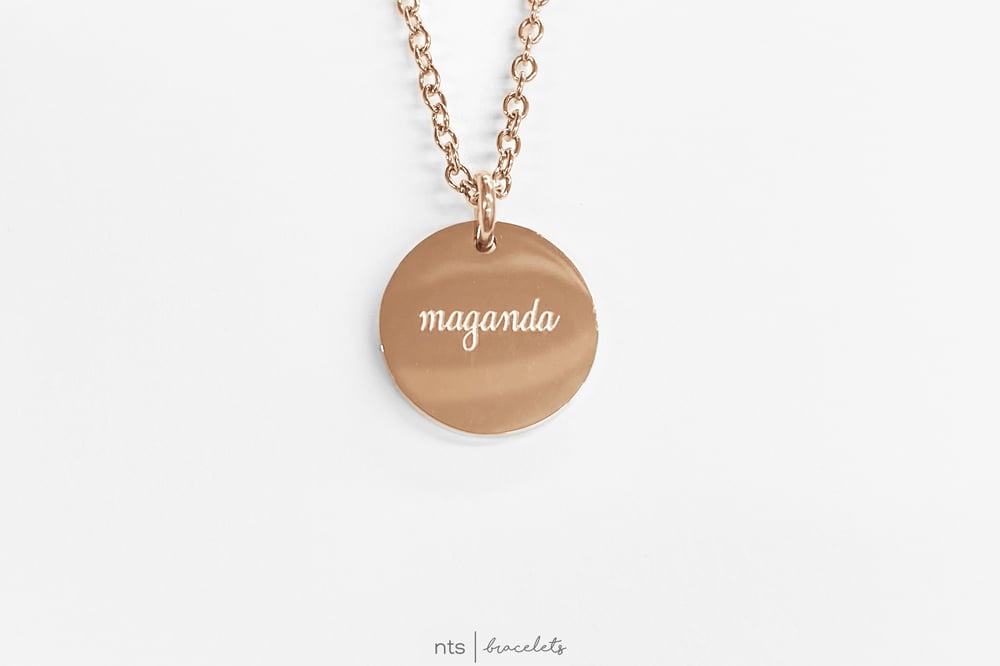 Image of MAGANDA/BEATUIFUL FILIPINA SUN NECKLACE (Circle Pendant + Rose Gold)