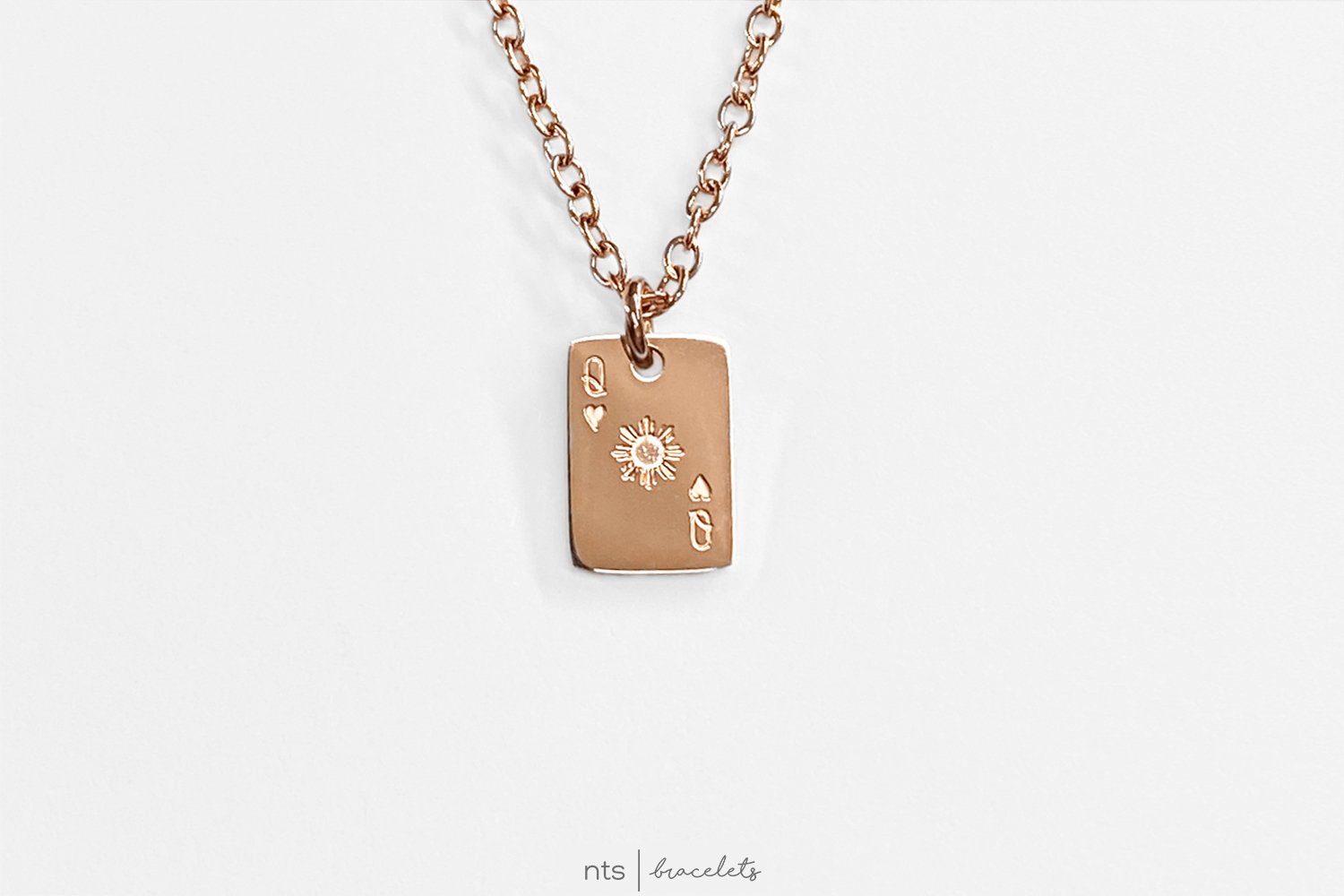 Image of FILIPINA REYNA/QUEEN OF HEARTS NECKLACE (Card Pendant+ Rose Gold)