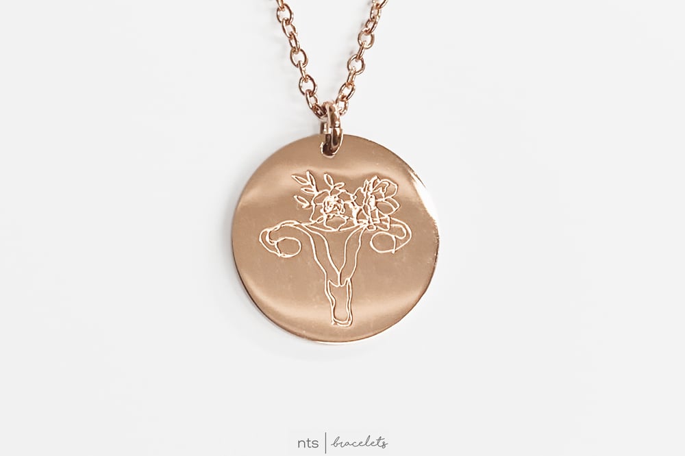 Image of NTS x DOODLESBYMD UTERUS COLLAB (Limited Edition Floral Uterus Necklace + Rose Gold))