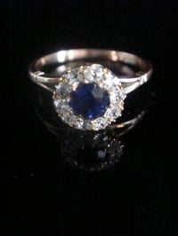 Image 4 of EDWARDIAN 18CT YELLOW GOLD NATURAL SAPPHIRE OLD CUT DIAMOND CLUSTER HALO RING