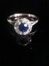 EDWARDIAN 18CT YELLOW GOLD NATURAL SAPPHIRE OLD CUT DIAMOND CLUSTER HALO RING